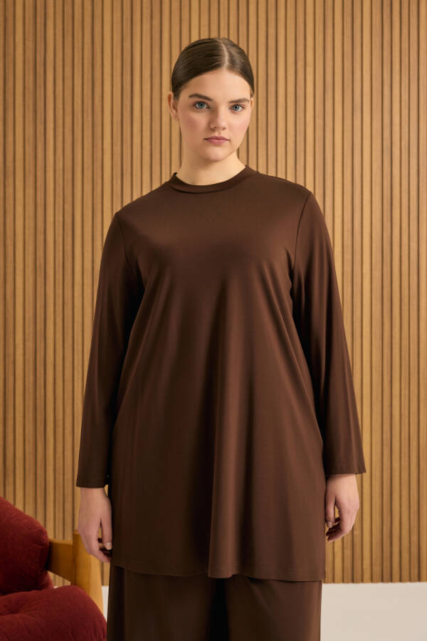 Kahverengi Rayon Pijama Üstü - 3