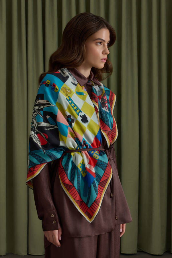 Kahverengi Saten Dökümlü Bluz - Aker (1)