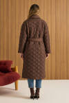 Kahverengi Seyyar Kuşaklı Kapitone Mont - 6