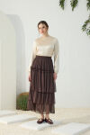 Kahverengi Şifon Katmanlı Etek - 3