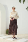 Kahverengi Şifon Katmanlı Etek - 4