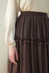 Kahverengi Şifon Katmanlı Etek - 7