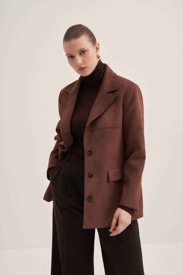Kahverengi Süet Klasik Ceket - Aker