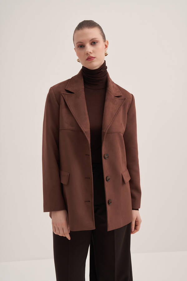 Kahverengi Süet Klasik Ceket - Aker (1)