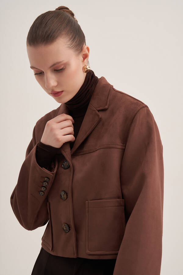 Kahverengi Süet Kısa Ceket - Aker (1)