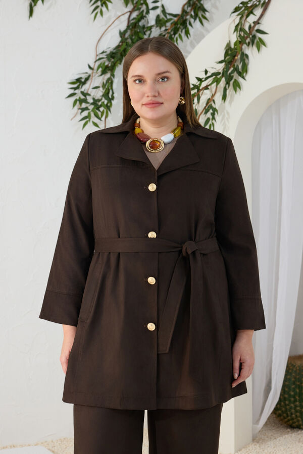 Kahverengi Süet Şık Kap - 2