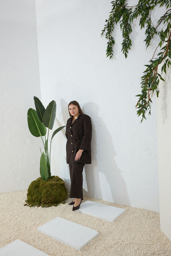 Kahverengi Süet Şık Kap - Aker