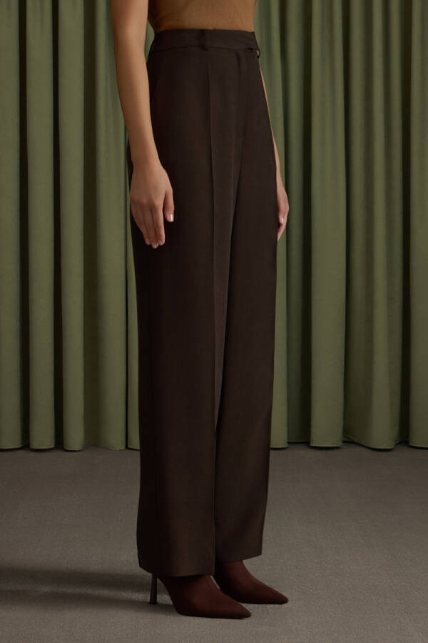 Kahverengi Tencel Pantolon - 6