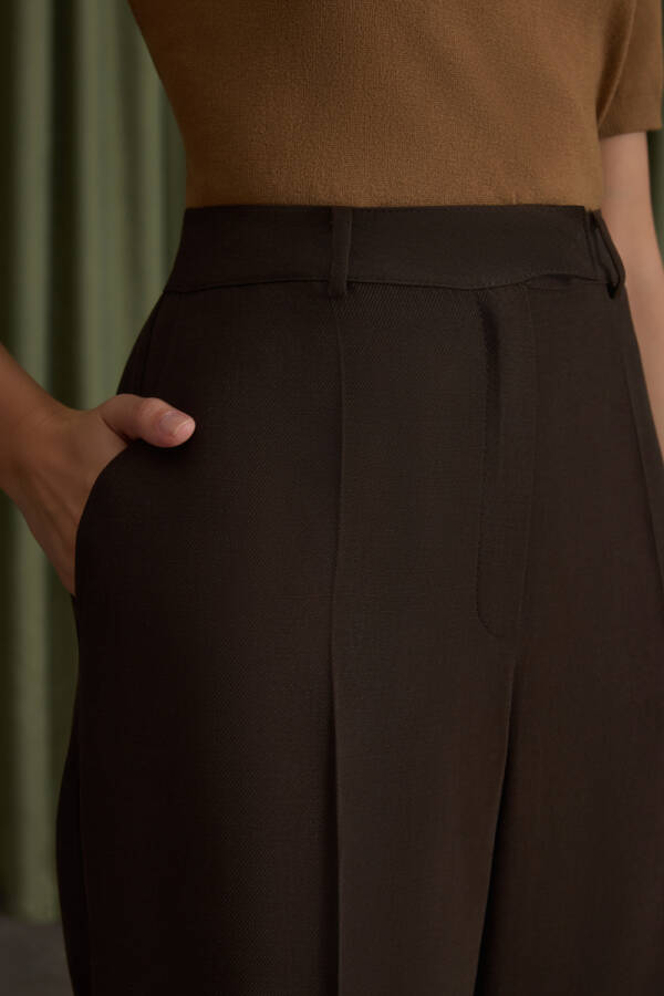 Kahverengi Tencel Pantolon - 5