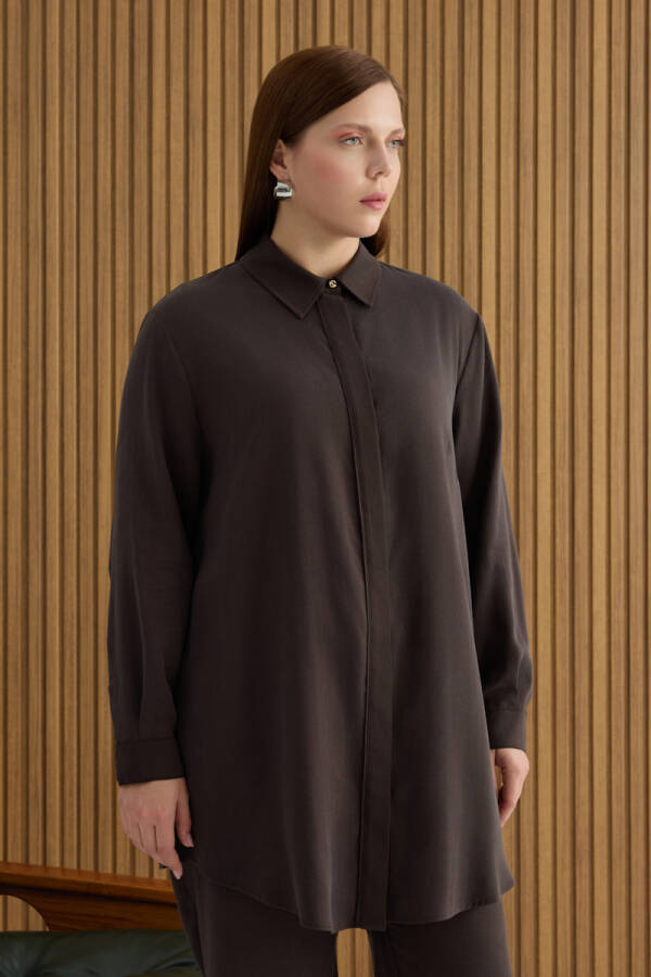 Kahverengi Tencel Tunik - 3