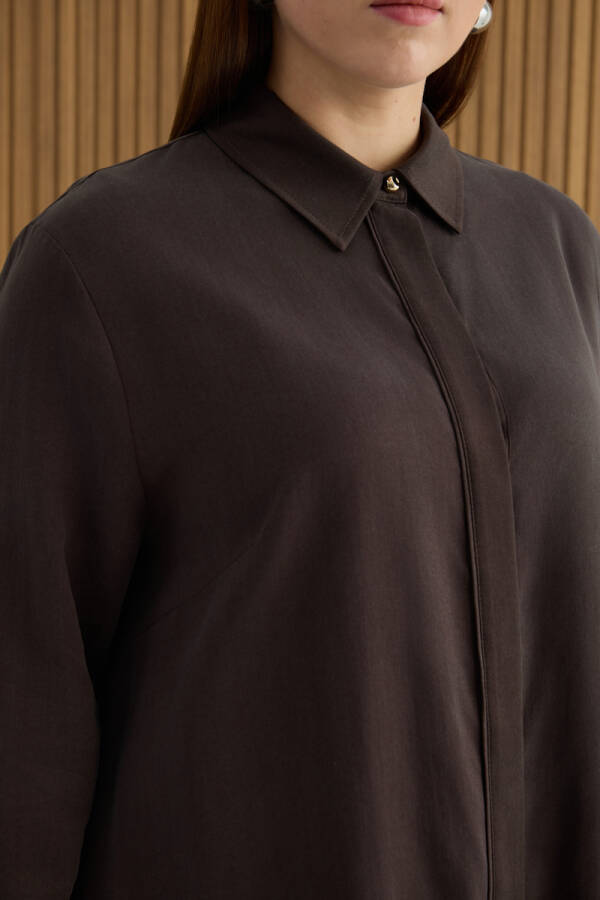 Kahverengi Tencel Tunik - 4