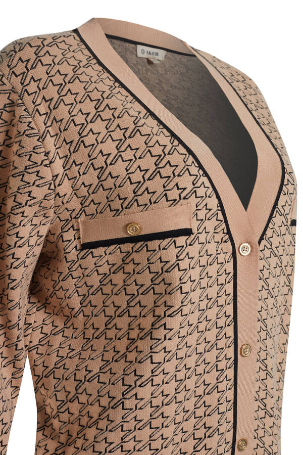 Kahverengi V Yaka Triko Ceket - Aker (1)