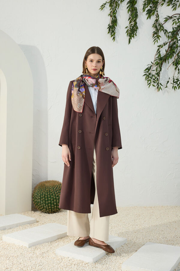 Kahverengi Vatkalı Trençkot - Aker (1)