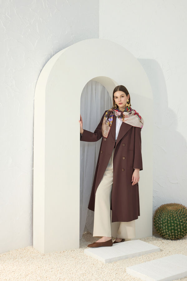 Kahverengi Vatkalı Trençkot - 1