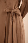 Kahverengi Viscon Cotton , Yandan Bağlamalı Sabahlık - 6