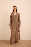 Kahverengi Viscon Cotton , Yandan Bağlamalı Sabahlık - 2