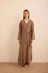 Kahverengi Viscon Cotton , Yandan Bağlamalı Sabahlık - 1