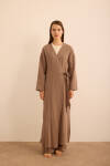 Kahverengi Viscon Cotton , Yandan Bağlamalı Sabahlık - 5