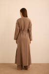 Kahverengi Viscon Cotton , Yandan Bağlamalı Sabahlık - 7