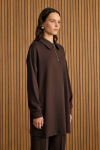 Kahverengi Yakası Fermuarlı Sweatshirt - 2