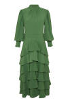 Yeşil Kat Detaylı Şık Elbise 