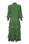Yeşil Kat Detaylı Şık Elbise - 3
