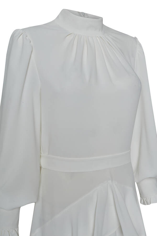 Ekru Kat Detaylı Şık Elbise - 2