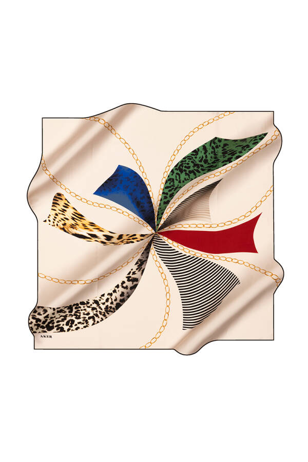 Kemik 90X90 İpek Krep Saten Eşarp - 1