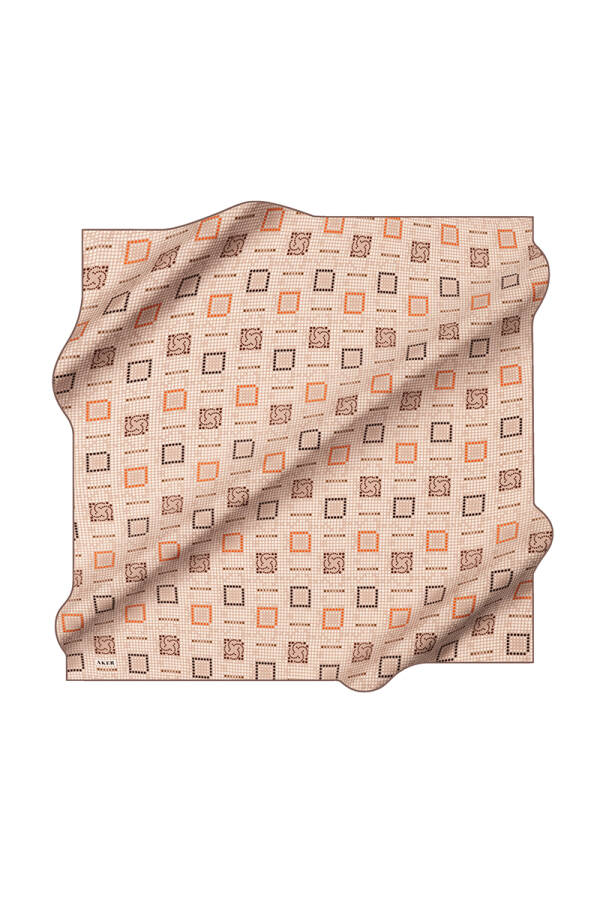 Kemik 90X90 İpek Krep Saten Eşarp - 1