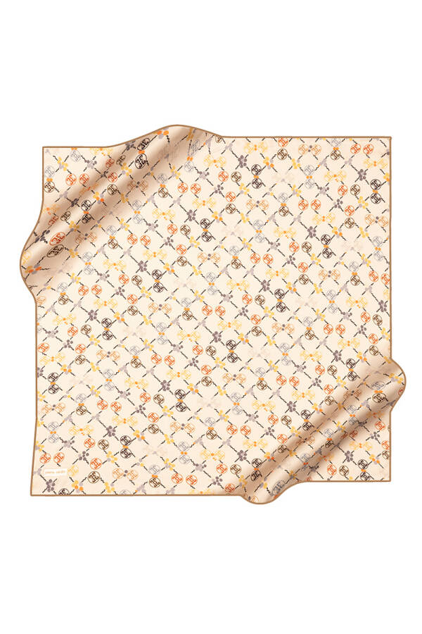 Kemik 90X90 İpek Krep Saten Eşarp - 1