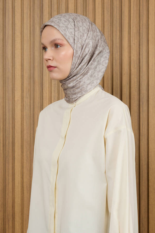 Kemik 90X90 İpek Twill Eşarp - 1