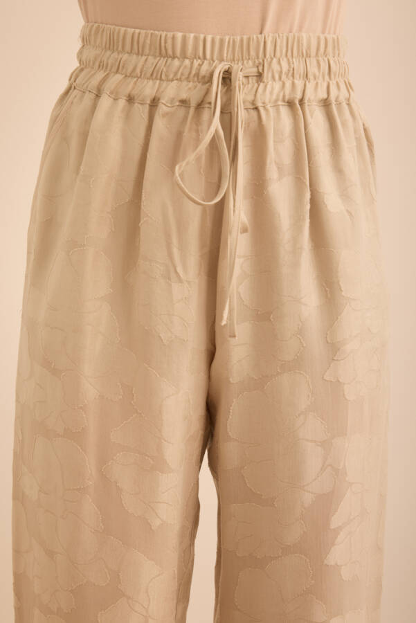 Kemik Çiçek Dokulu Tencel, Beli Lastikli Pijama Altı - 6