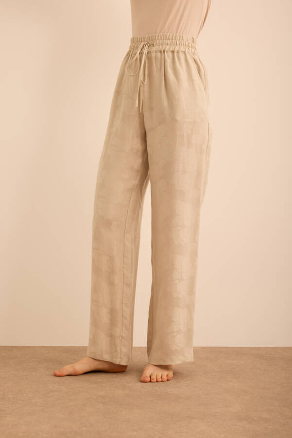 Kemik Çiçek Dokulu Tencel, Beli Lastikli Pijama Altı - 5