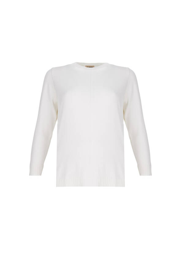 Kemik Sıfır Yaka Triko Bluz - 1