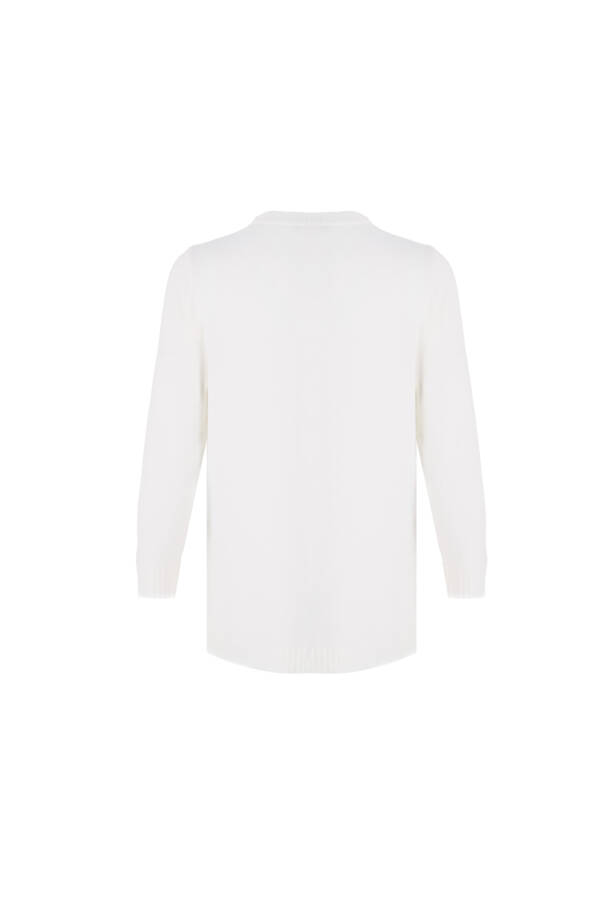 Kemik Sıfır Yaka Triko Bluz - 3