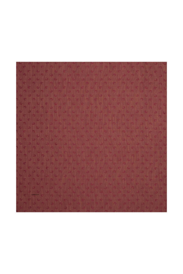 Mürdüm 90X90 B. Logolu İpek Koton Jakar Eşarp - 1