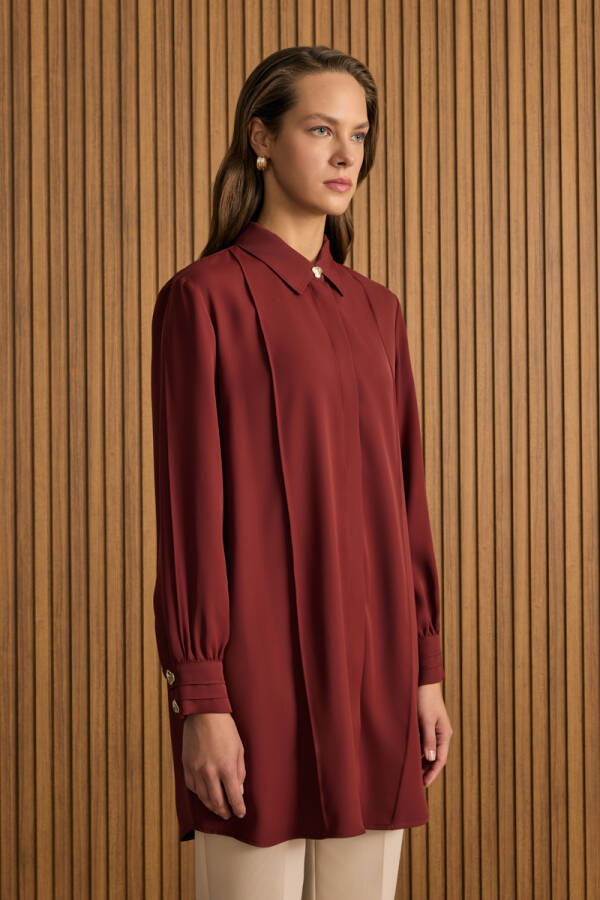 Kiremit Dikiş Detaylı Tunik - 2