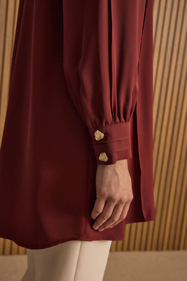 Kiremit Dikiş Detaylı Tunik - 5