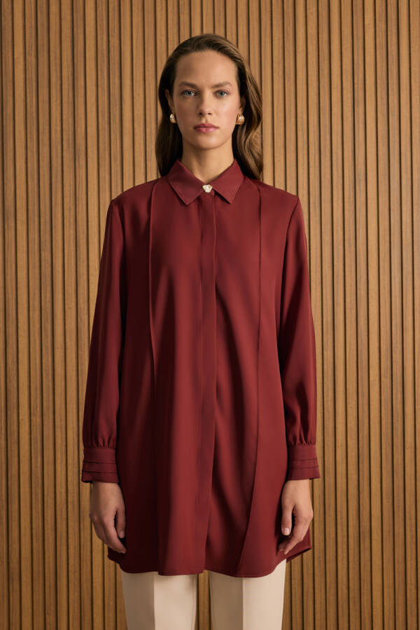 Kiremit Dikiş Detaylı Tunik - Aker