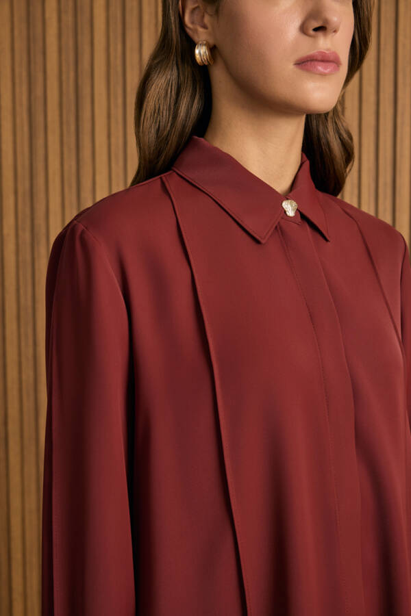 Kiremit Dikiş Detaylı Tunik - 4