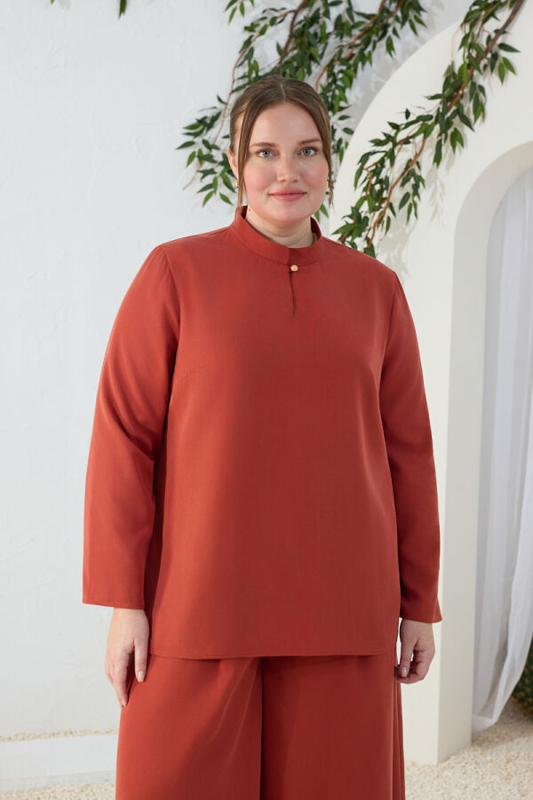 Kiremit Hakim Yaka Bluz - Aker (1)