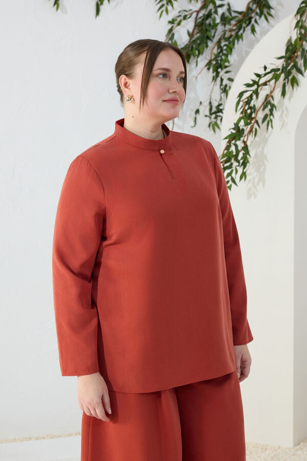 Kiremit Hakim Yaka Bluz - 3