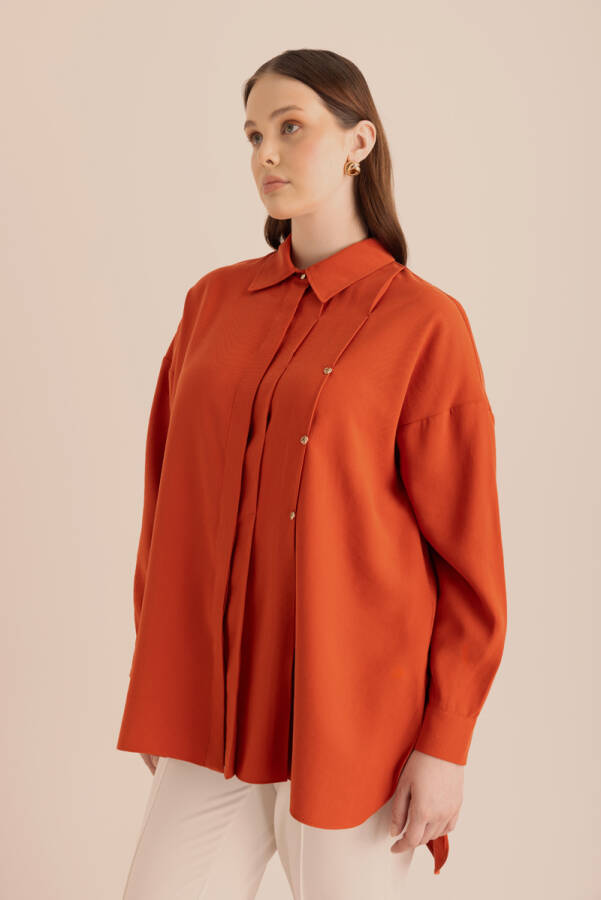 Kiremit Pileli Metal Logolu Bluz - 2