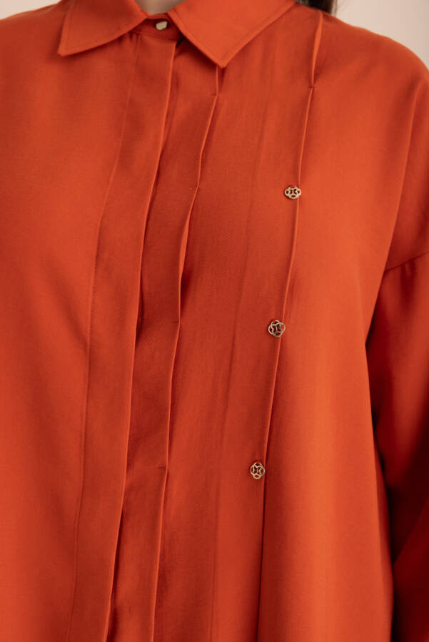 Kiremit Pileli Metal Logolu Bluz - 3