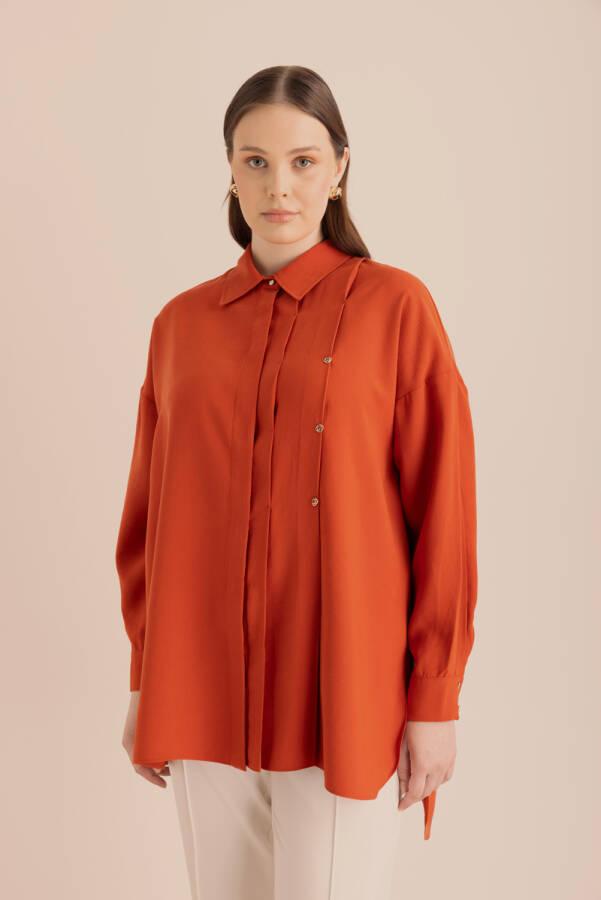 Kiremit Pileli Metal Logolu Bluz - 4