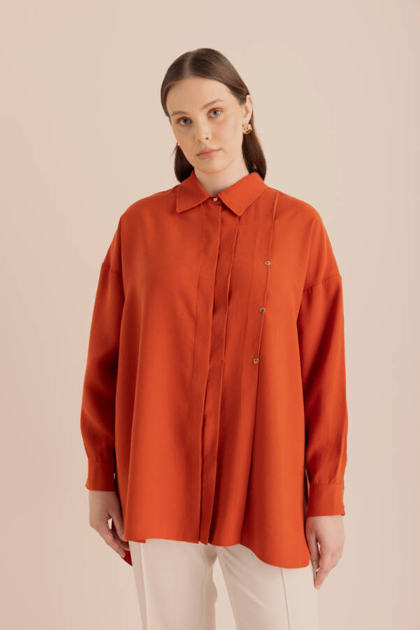 Kiremit Pileli Metal Logolu Bluz - 1