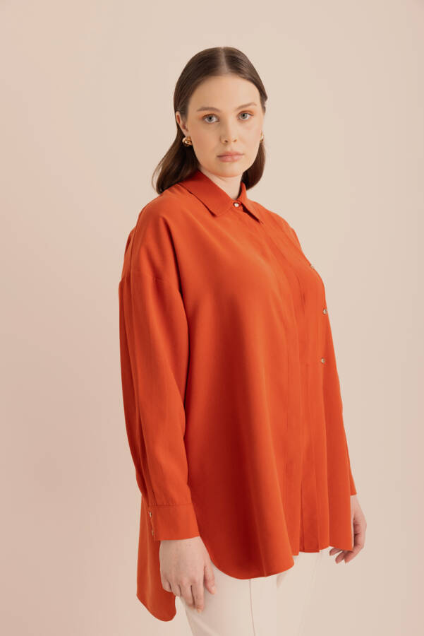 Kiremit Pileli Metal Logolu Bluz - 5