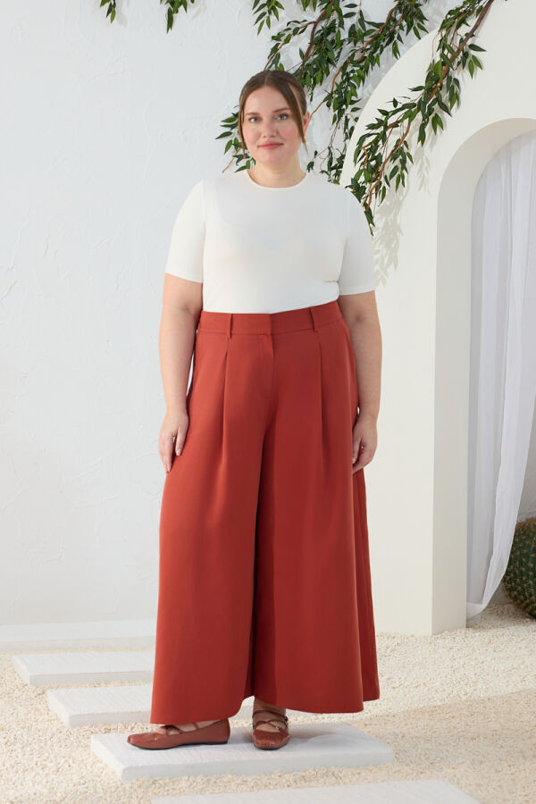 Kiremit Pileli Pantolon Etek - Aker (1)