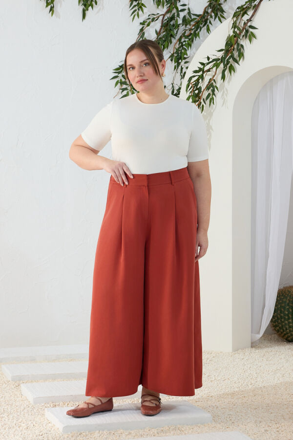 Kiremit Pileli Pantolon Etek - 4