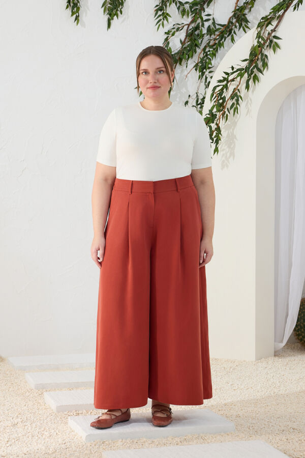 Kiremit Pileli Pantolon Etek - 5